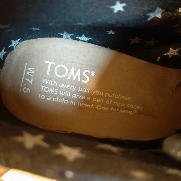 TOMS Women's 7.5 Black Metallic Desert Lace Up Wedge Ankle Booties Canvas Boho - Picture 6 of 6